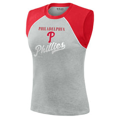 Philadelphia Phillies WEAR by Erin Andrews Women's Cropped Raglan Tank Top Online
