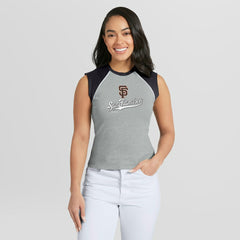 San Francisco Giants WEAR by Erin Andrews Women's Cropped Raglan Tank Top Clearance