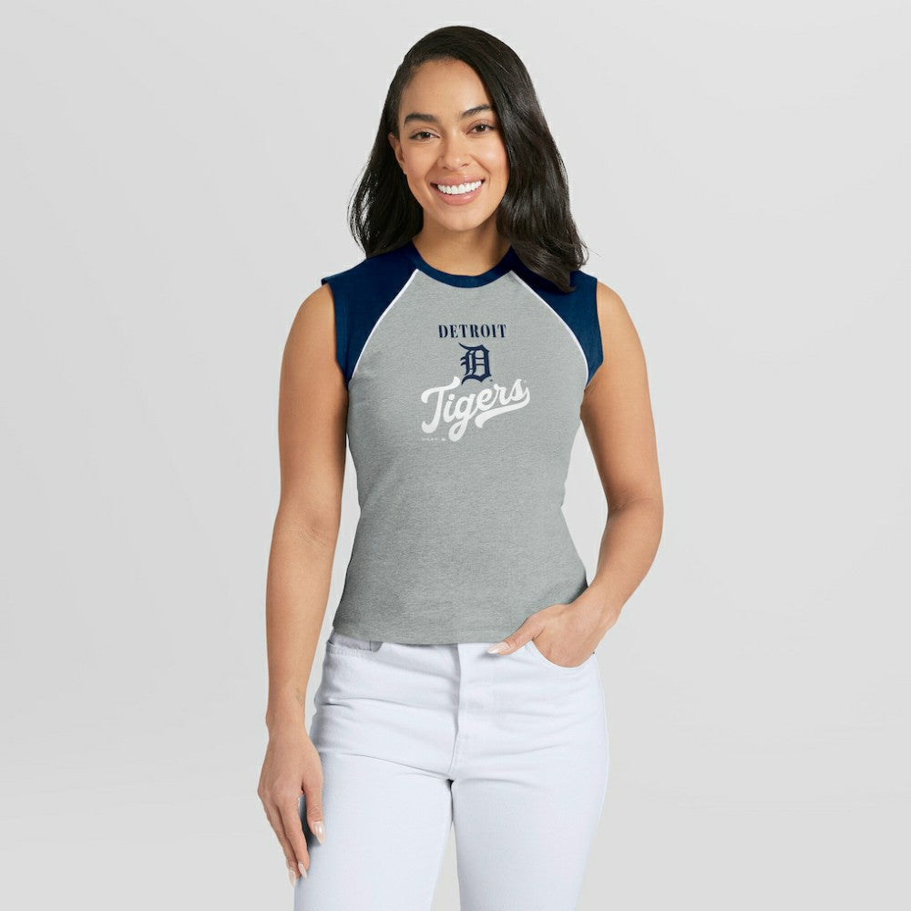 Detroit Tigers WEAR by Erin Andrews Women's Cropped Raglan Tank Top Online