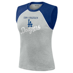 Los Angeles Dodgers WEAR by Erin Andrews Women's Cropped Raglan Tank Top Clearance