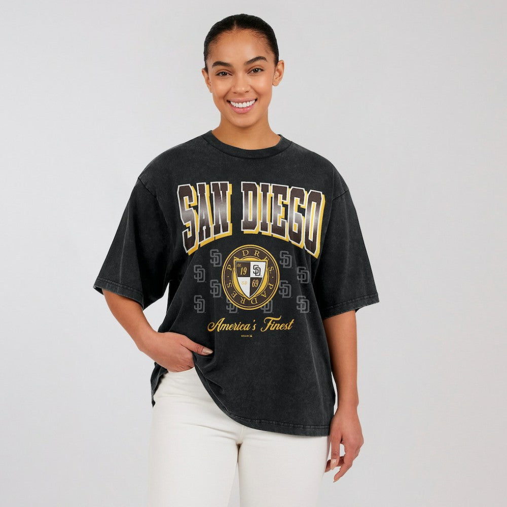 San Diego Padres WEAR by Erin Andrews Women's Oversized Boyfriend T-Shirt Sale