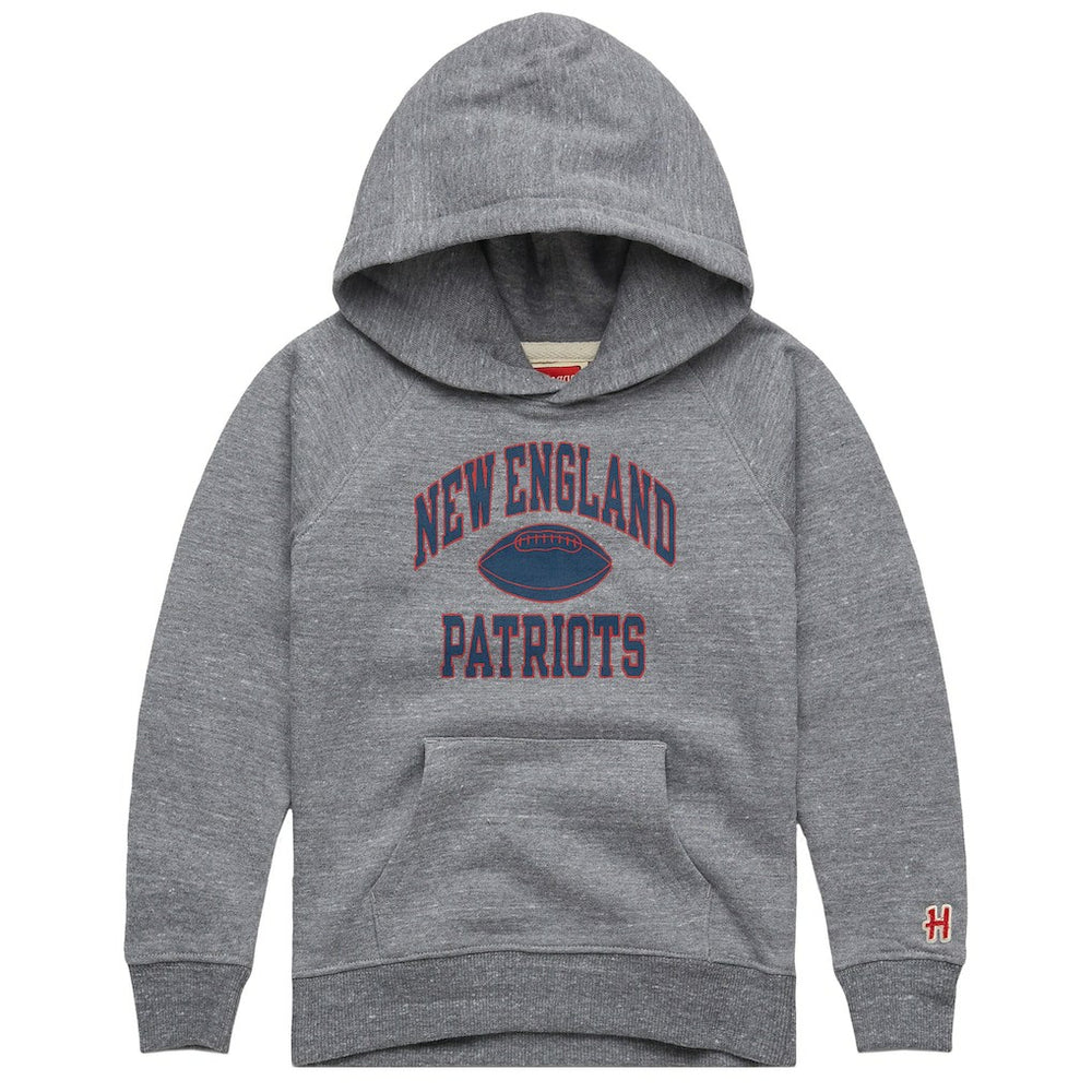 New England Patriots Homage Youth Gridiron Tri-Blend Hoodie Gray - NFL