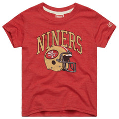 San Francisco 49ers Homage Youth Helmet Retro Tri-Blend T-Shirt Scarlet - NFL