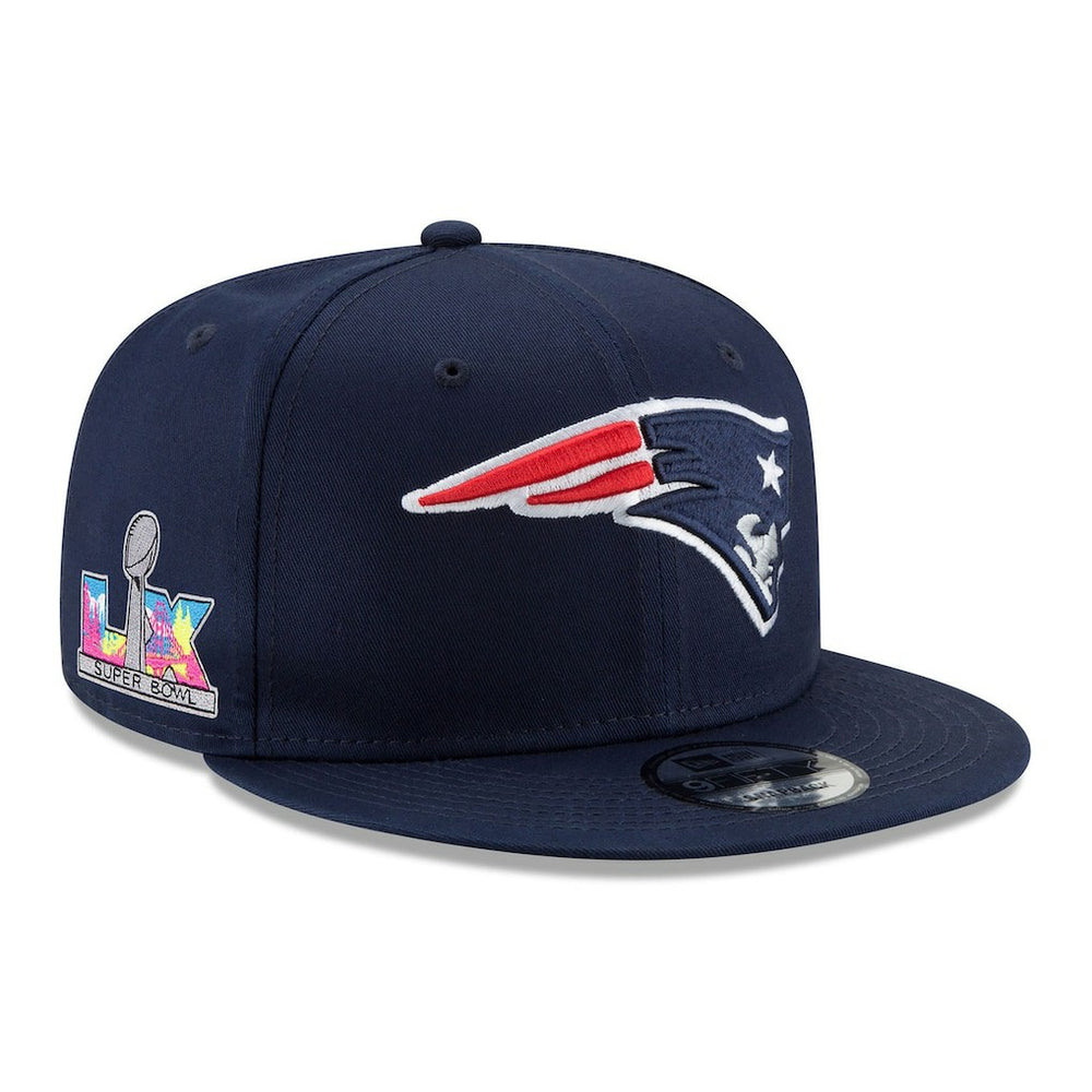 New England Patriots New Era Super Bowl LX Side Patch 9FIFTY Snapback Hat Navy - NFL