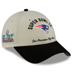 New England Patriots New Era Super Bowl LX 9FORTY Adjustable Hat Cream/Black - NFL
