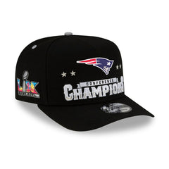 New England Patriots New Era 2025 AFC Champions Locker Room Trophy Collection A-Frame 9FIFTY Snapback Hat Black - NFL