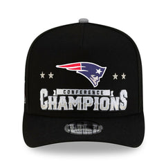 New England Patriots New Era 2025 AFC Champions Locker Room Trophy Collection A-Frame 9FIFTY Snapback Hat Black - NFL