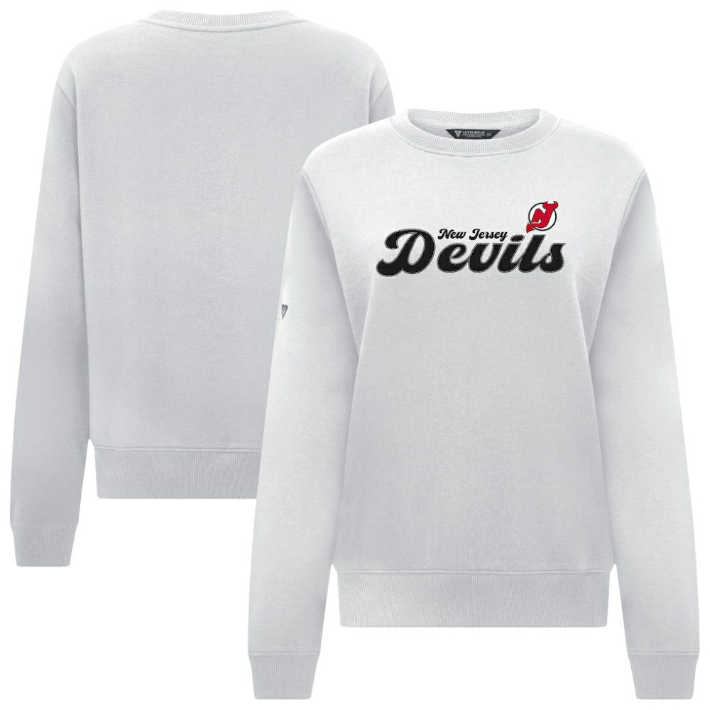 New Jersey Devils - Levelwear Women's Yvette Big Script Tri-Blend Sweatshirt White