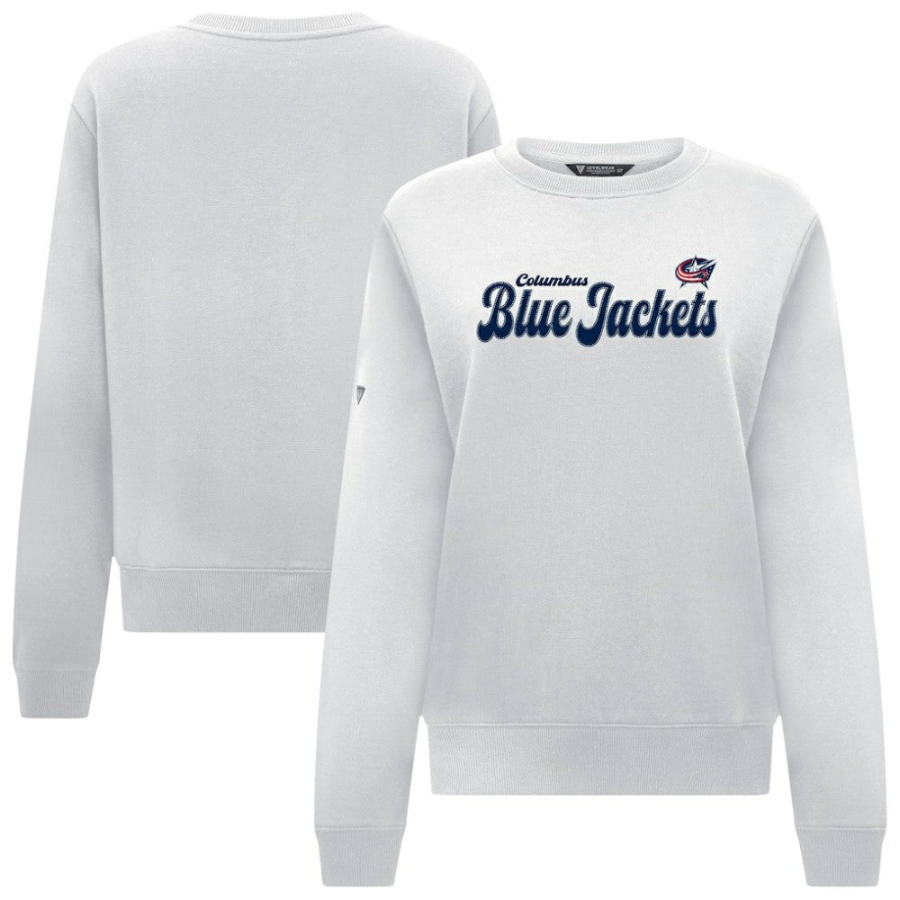Columbus Blue Jackets - Levelwear Women's Yvette Big Script Tri-Blend Sweatshirt White