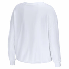New England Patriots WEAR by Erin Andrews Women's Super Bowl LX Cropped Long Sleeve T-Shirt White - NFL
