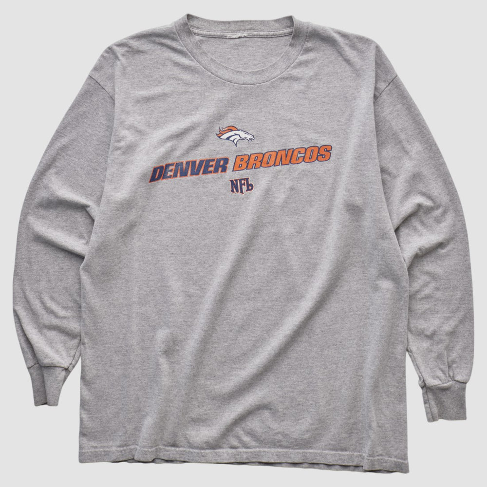 Denver Broncos 2000s Long Sleeve T-shirt Heather Gray Vintage - Fanatics