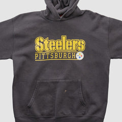 Pittsburgh Steelers NFL 2000s Hooded Pullover Sweatshirt Charcoal Vintage - Fanatics