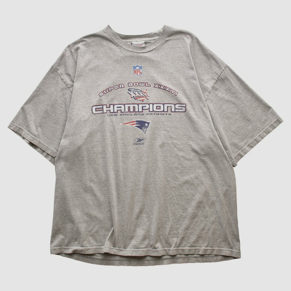 New England Patriots Reebok 2002 T-shirt Heather Gray Vintage - Fanatics