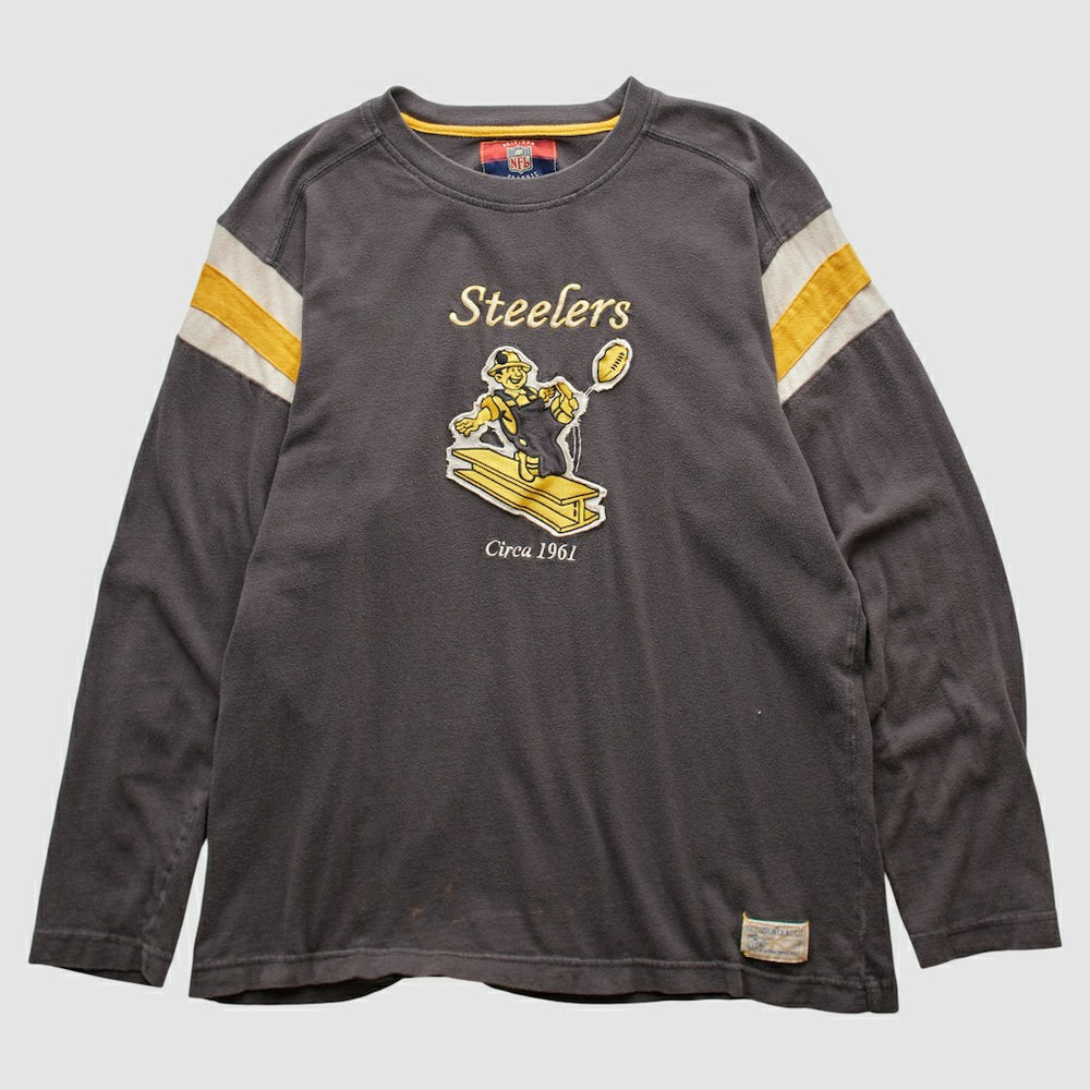 Pittsburgh Steelers Reebok 2000s Long Sleeve T-shirt Charcoal Vintage - Fanatics