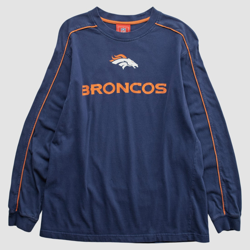 Denver Broncos NFL 2000s Long Sleeve T-shirt Navy Vintage - Fanatics