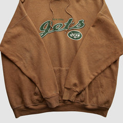 New York Jets NFL 2000s Hooded Pullover Sweatshirt Brown Vintage - Fanatics
