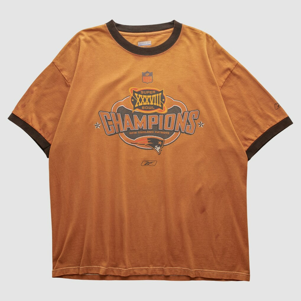 New England Patriots Reebok 2004 T-shirt Orange Vintage - Fanatics