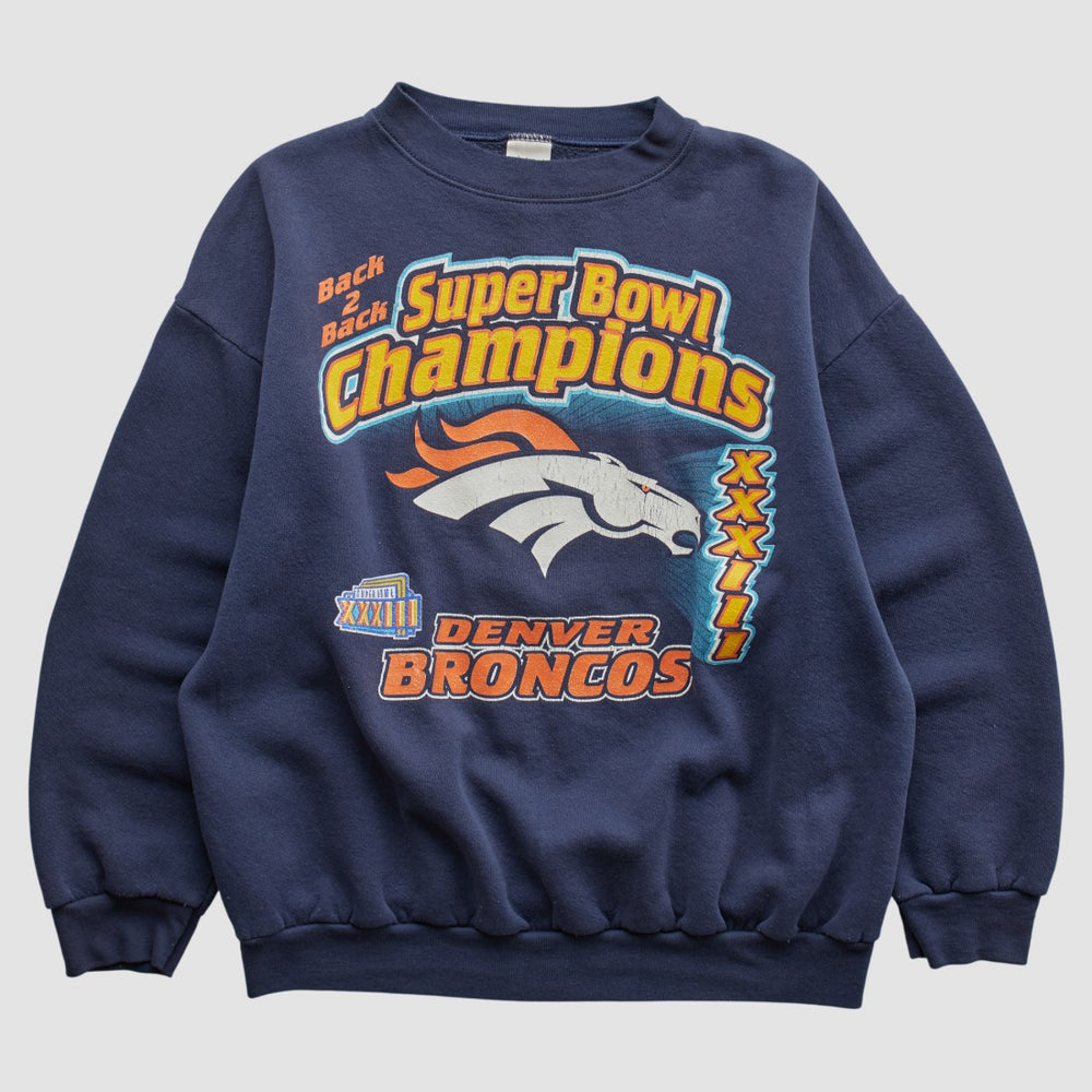 Denver Broncos Logo 7 1999 Pullover Sweatshirt Navy Vintage - Fanatics