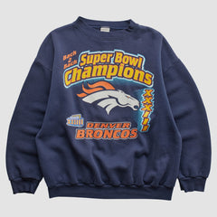 Denver Broncos Logo 7 1999 Pullover Sweatshirt Navy Vintage - Fanatics