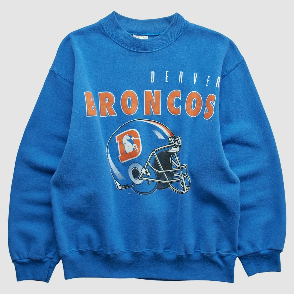 Denver Broncos Hanes 90s Pullover Sweatshirt Blue Vintage - Fanatics