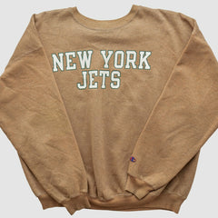 New York Jets Champion 2000s Pullover Sweatshirt Tan Vintage - Fanatics