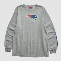 New England Patriots NFL 2000s Long Sleeve T-shirt Heather Gray Vintage - Fanatics