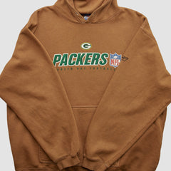 Green Bay Packers NFL 2000s Hooded Pullover Sweatshirt Brown Vintage - Fanatics