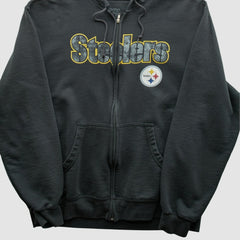 Pittsburgh Steelers Reebok 2000s Hooded Full Zip Sweatshirt Charcoal Vintage - Fanatics