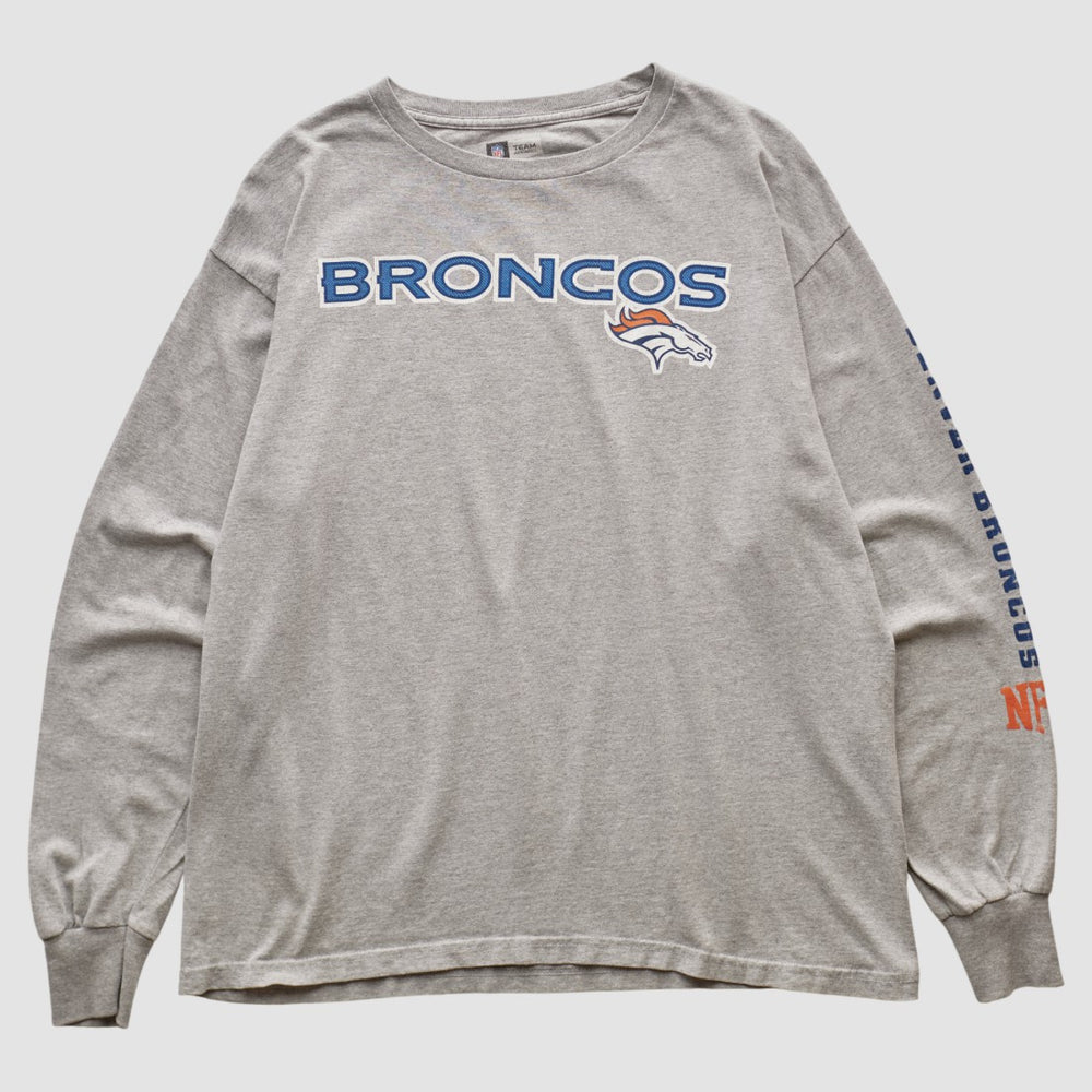 Denver Broncos NFL 2000s Long Sleeve T-shirt Heather Gray Vintage - Fanatics