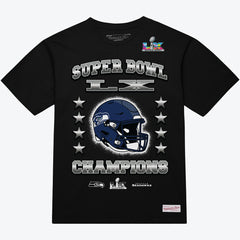 Seattle Seahawks Super Bowl LX Champions Helmet Arch T-Shirt Black - Mitchell & Ness