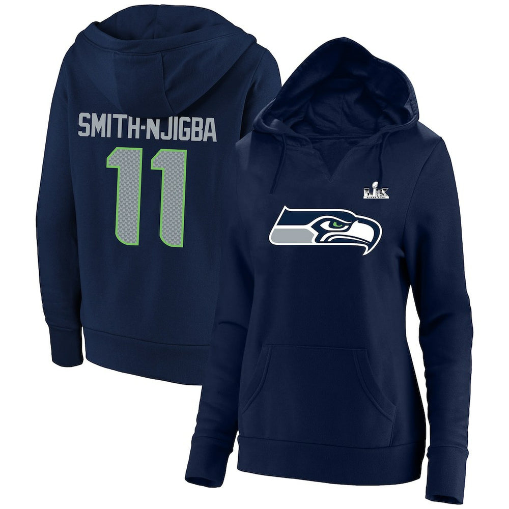 Jaxon Smith-Njigba Seattle Seahawks Women's Super Bowl LX Champions Plus Size Name & Number Fleece Hoodie College Navy - Fanatics