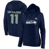 Jaxon Smith-Njigba Seattle Seahawks Women's Super Bowl LX Champions Plus Size Name & Number Fleece Hoodie College Navy - Fanatics