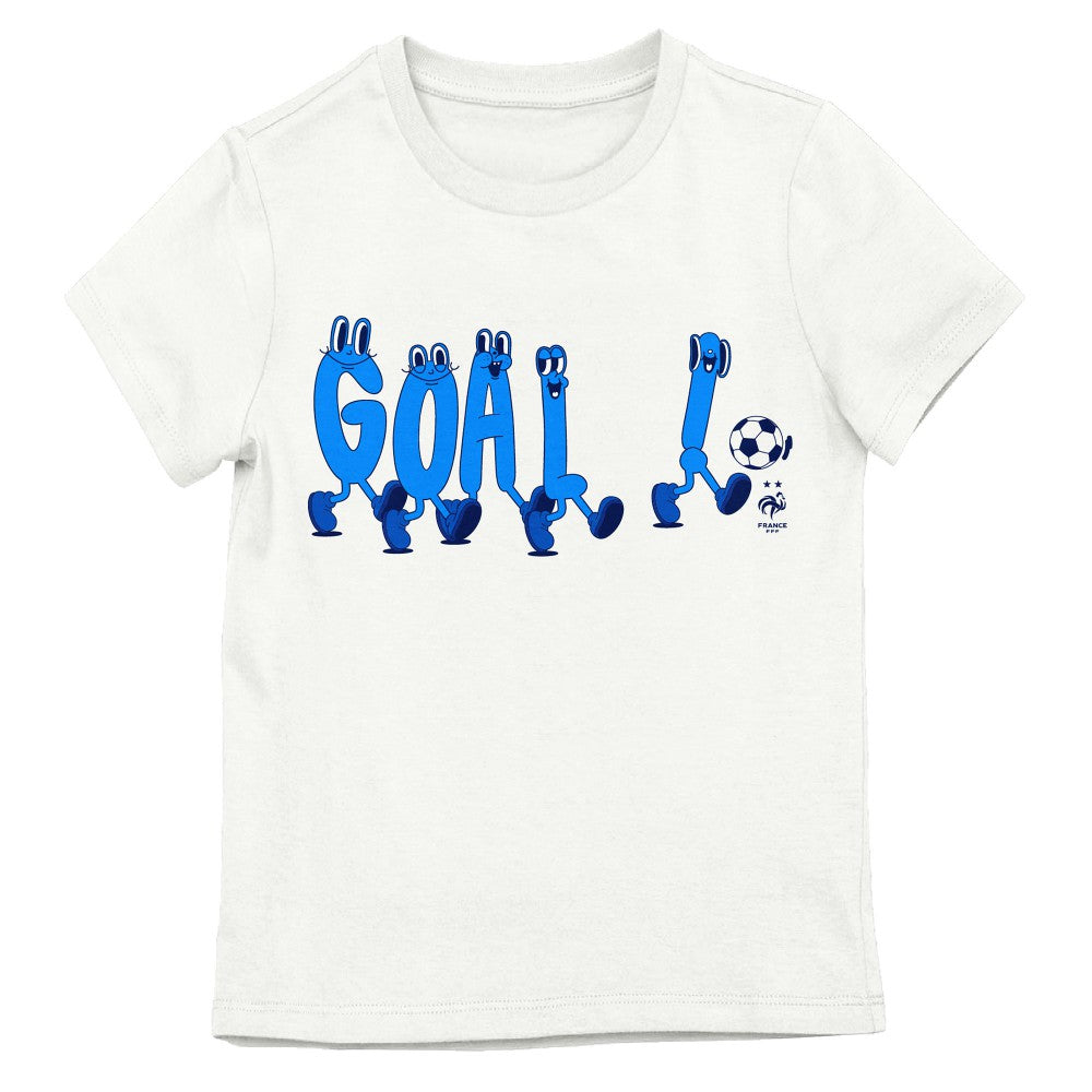 France National Team Youth Goal Letters Playing Soccer T-Shirts - White