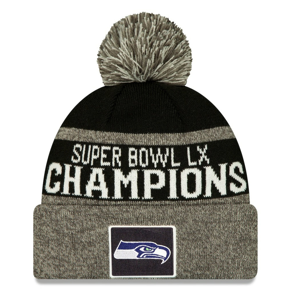 Seattle Seahawks New Era Super Bowl LX Champions Parade Cuffed Knit Hat with Pom Black - NFL