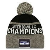 Seattle Seahawks New Era Super Bowl LX Champions Parade Cuffed Knit Hat with Pom Black - NFL