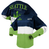 Seattle Seahawks Spirit Jersey Women's Super Bowl LX Champions Horizontal Ombre Long Sleeve T-Shirt College Navy/Neon Green - NFL