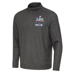 Seattle Seahawks Antigua Super Bowl LX Champions Subtle Quarter-Zip Pullover Black - NFL
