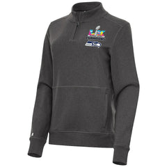Seattle Seahawks Antigua Women's Super Bowl LX Champions Crush Quarter-Zip Pullover Charcoal - NFL
