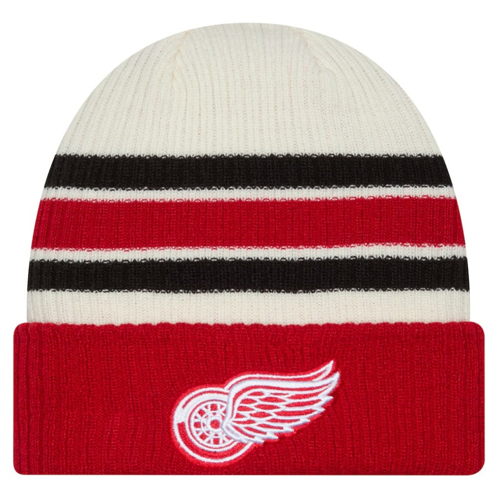 Detroit Red Wings - New Era Vintage Cuffed Knit Hat Cream/Red