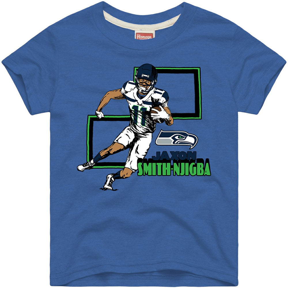 Jaxon Smith-Njigba Seattle Seahawks Homage Youth Draft Tri-Blend T-Shirt Royal - NFL