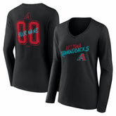 Arizona Diamondbacks Women's Hustle Personalized Name & Number Long Sleeve V-Neck T-Shirt Lifestyle