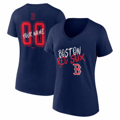 Boston Red Sox Women's Hustle Personalized Name & Number V-Neck T-Shirt Sale