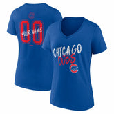 Chicago Cubs Women's Hustle Personalized Name & Number V-Neck T-Shirt Clearance