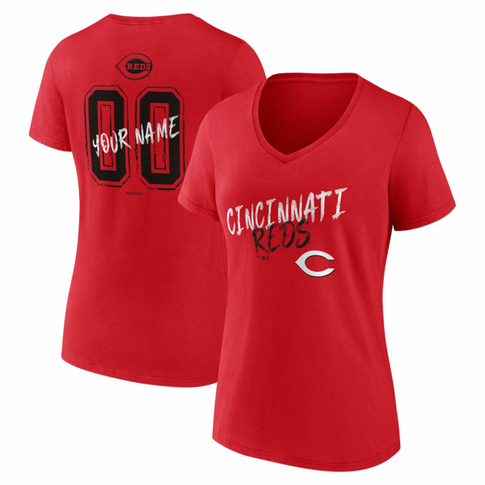 Cincinnati Reds Women's Hustle Personalized Name & Number V-Neck T-Shirt Near Me