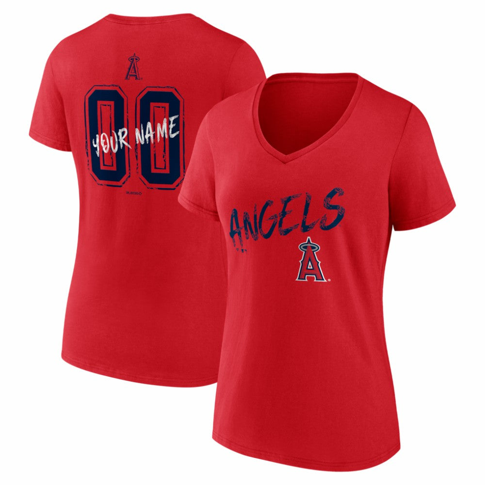 Los Angeles Angels Women's Hustle Personalized Name & Number V-Neck T-Shirt for sale