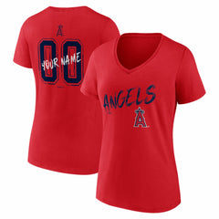 Los Angeles Angels Women's Hustle Personalized Name & Number V-Neck T-Shirt for sale