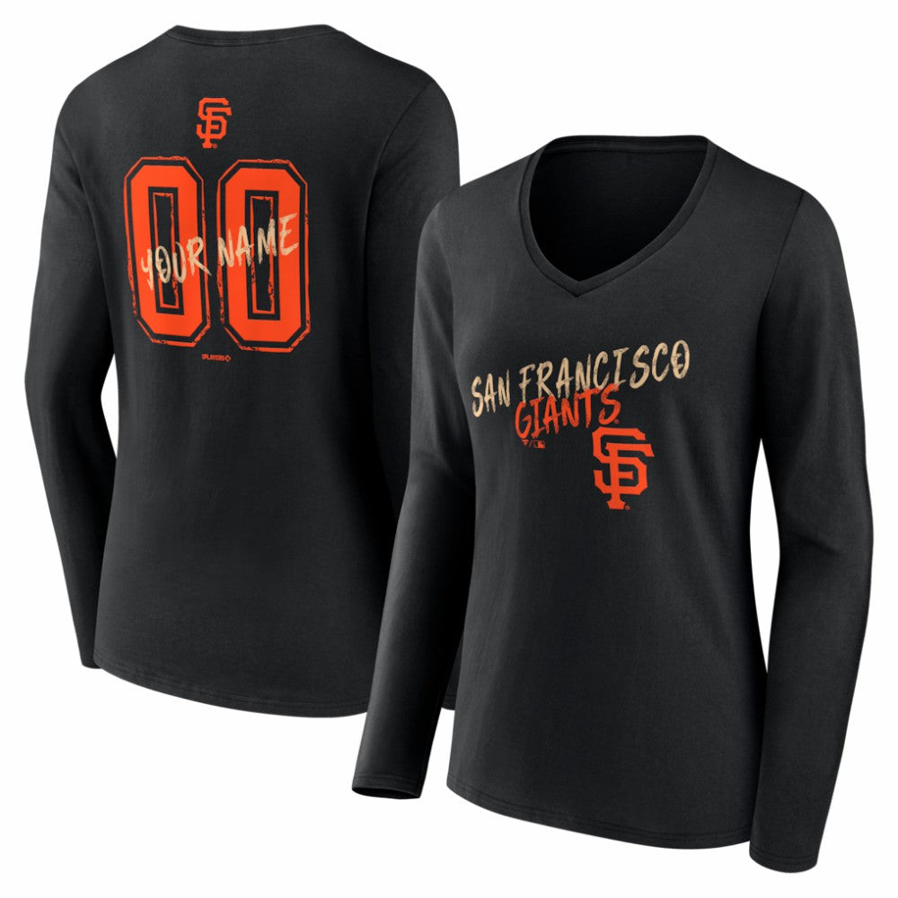 San Francisco Giants Women's Hustle Personalized Name & Number Long Sleeve V-Neck T-Shirt discount