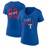 Texas Rangers Women's Hustle Personalized Name & Number V-Neck T-Shirt Clearance