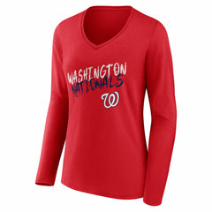 Washington Nationals Women's Hustle Personalized Name & Number Long Sleeve V-Neck T-Shirt discount