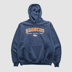 Denver Broncos 2000s Hooded Pullover Sweatshirt Navy Vintage - Fanatics